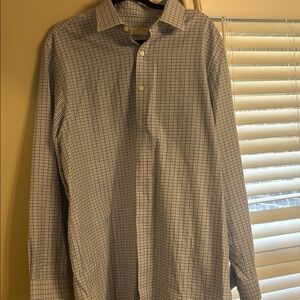 Micheal Kors Men's Blue and Green Checkered Shirt